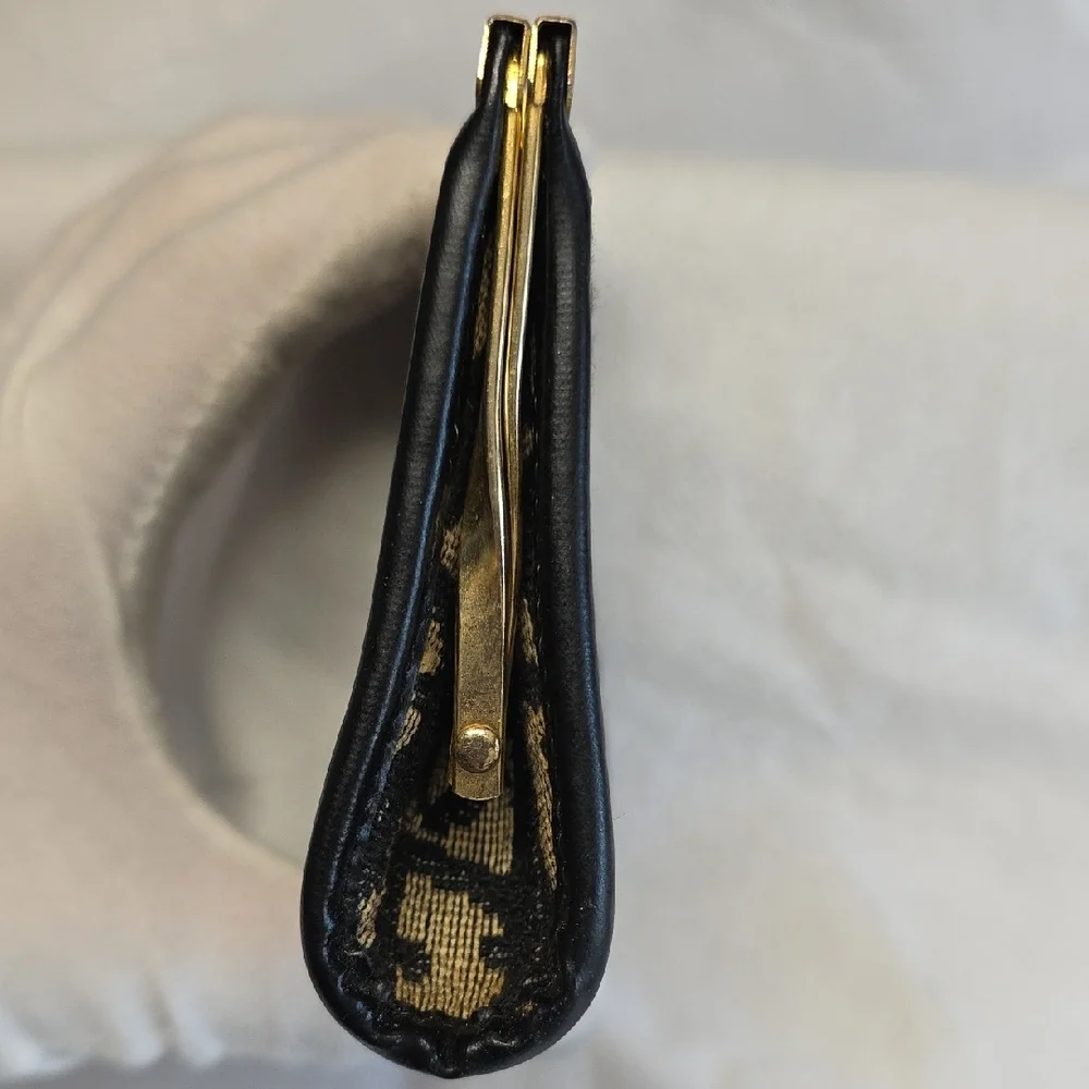 Dior Black and Gold Patterned Wallet